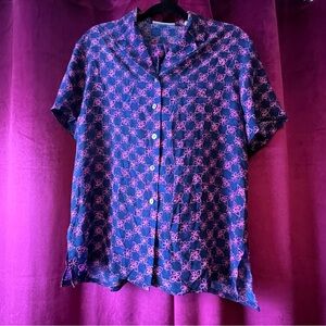 Amanda Smith Purple and Pink Floral Pajama Top and Bottoms